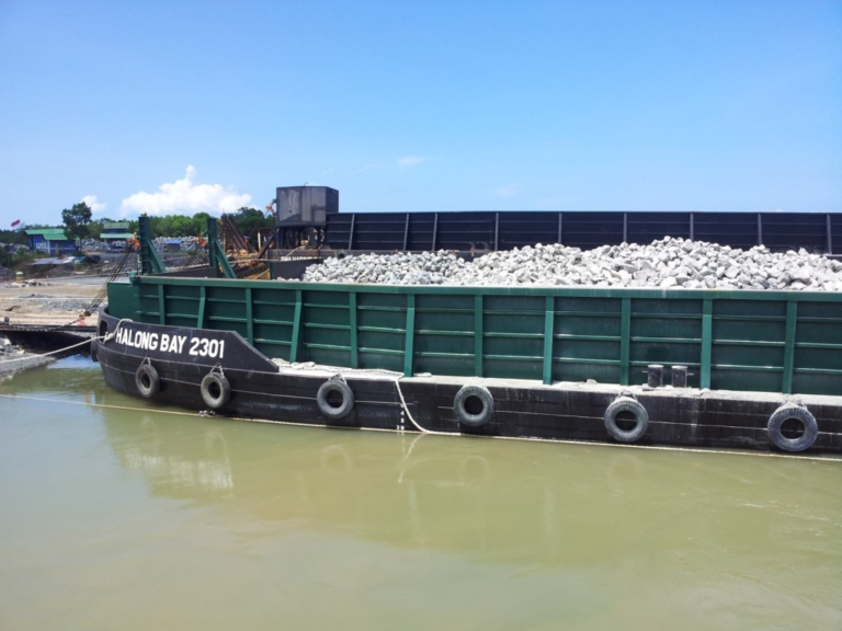 Barge loaded with granite